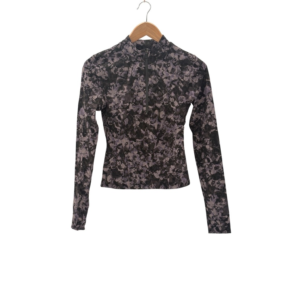 Lululemon Top 1/4 Zip Luxtreme Running Lunar Rock Women XS Black Purple‎ Gray